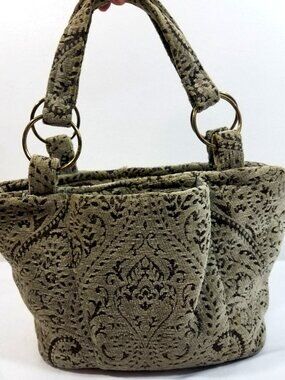 Custom Made Olive Green Carpet Bag Shoulder Purse Handbag One of a Kind
